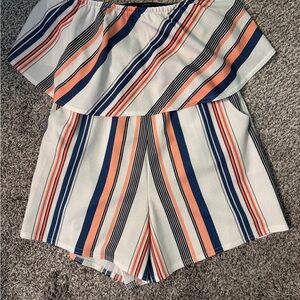 Striped Strapless Romper